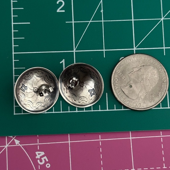 Turquoise concho Navajo sterling silver studs - Picture 3 of 3